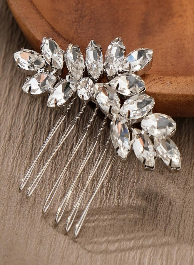 Artmiss Wedding Hair Barrettes Flower Crystal Hair Pins Silver Hair Accessories for Women Brides - Image 3